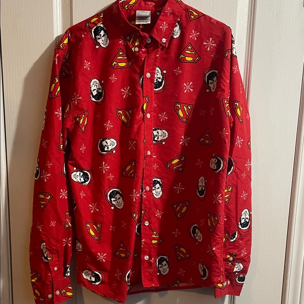 DC Comics Red Superman Patterned holiday Men's Shirt